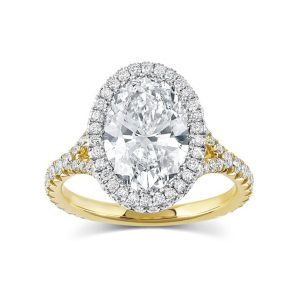 14K Gold oval 4.2 carat moissanite centre stone with double halo 2