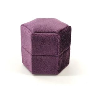 Hexagon Velvet jewellery Box with Detachable Lid. three compartment ring box