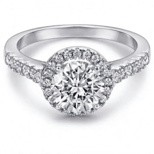 Round cut halo S925 Sterling silver cubic zirconia ring